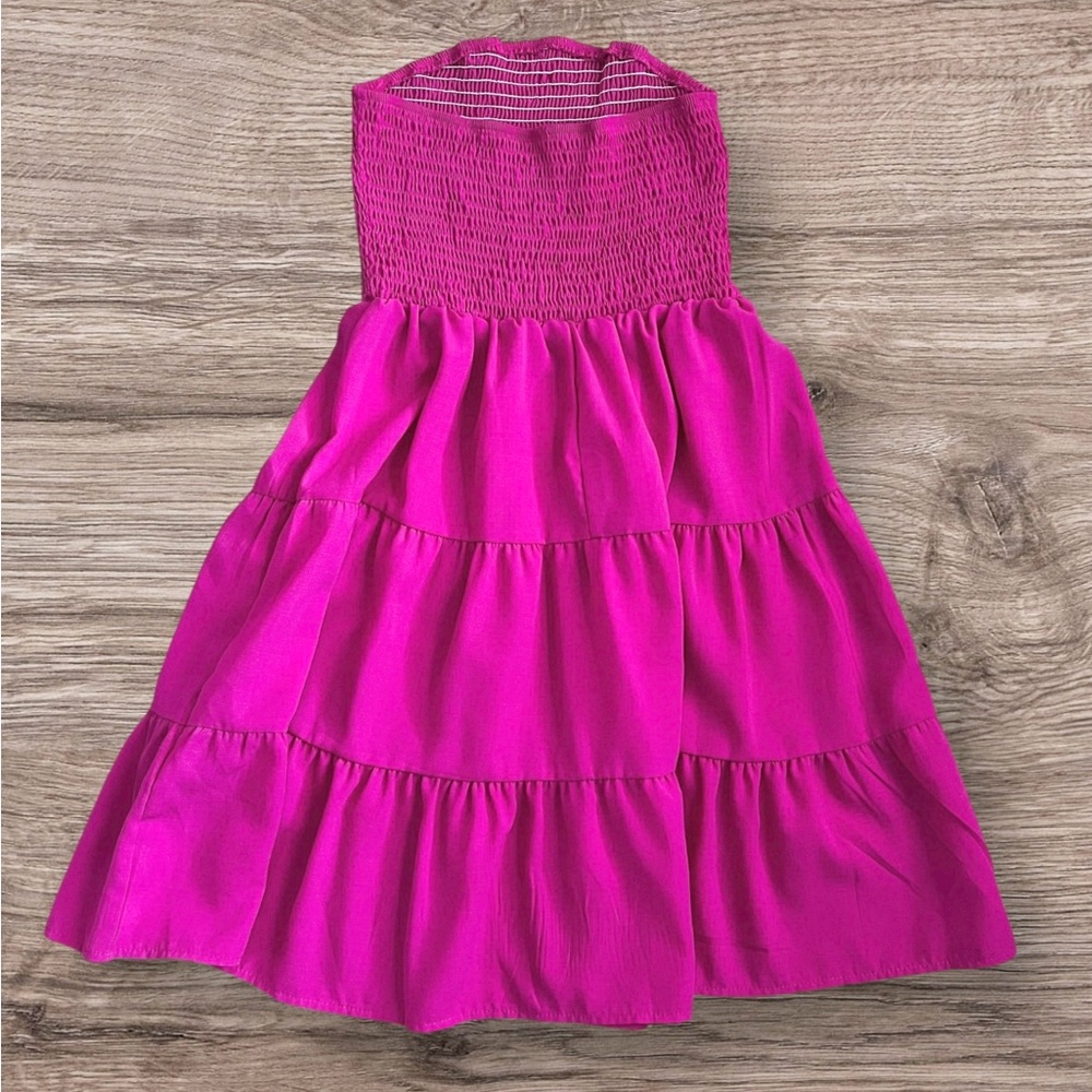 SHEIN Pink Smocked Tiered Mini Sundress Small - Picture 9 of 13